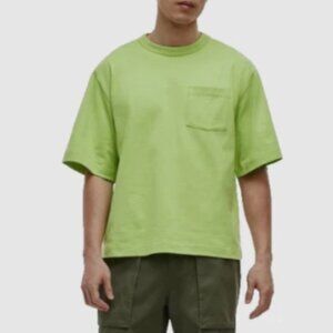 Mode of One Mens Relaxed Fit Pocket TShirt in Acid Green Size L